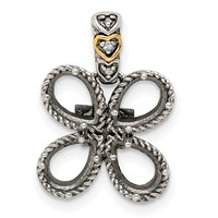 Sterling Silver Antiqued Pendant with 14K 4-stone with Diamond Mother's view 5