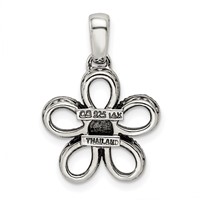 Sterling Silver Antiqued Pendant with 14K 5-stone with Diamond Mother's view 4