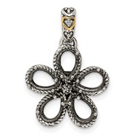 Sterling Silver Antiqued Pendant with 14K 5-stone with Diamond Mother's view 5