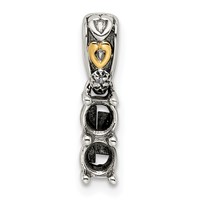 Sterling Silver Antiqued Pendant with 14K 2-stone with Diamond Mother's view 5
