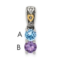 Sterling Silver Antiqued Pendant with 14K 2-stone with Diamond Mother's view 1