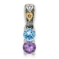 Sterling Silver Antiqued Pendant with 14K 2-stone with Diamond Mother's view 2