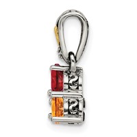 Sterling Silver Antiqued Pendant with 14K 3-stone with Diamond Mother's view 3