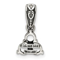 Sterling Silver Antiqued Pendant with 14K 3-stone with Diamond Mother's view 4