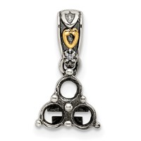 Sterling Silver Antiqued Pendant with 14K 3-stone with Diamond Mother's view 5