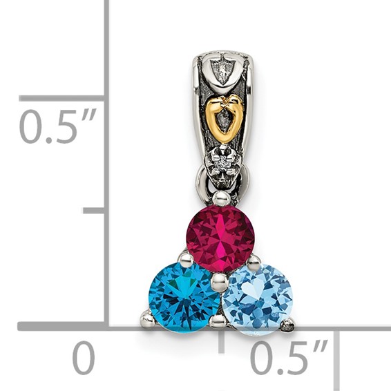 Sterling Silver & 14k Birthstone and Diamond Mother's Pendant Semi-Mount