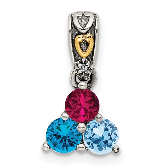 Sterling Silver & 14k Birthstone and Diamond Mother's Pendant Semi-Mount