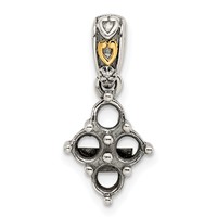 Sterling Silver Antiqued Pendant with 14K 4-stone with Diamond Mother's view 5
