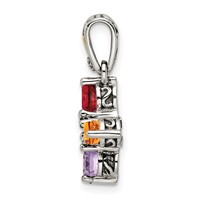 Sterling Silver Antiqued Pendant with 14K 5-stone with Diamond Mother's view 3