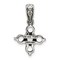 Sterling Silver Antiqued Pendant with 14K 5-stone with Diamond Mother's view 4
