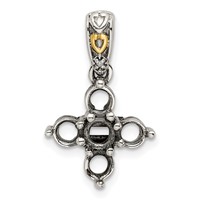 Sterling Silver Antiqued Pendant with 14K 5-stone with Diamond Mother's view 5