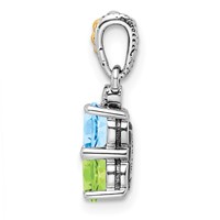 Sterling Silver Antiqued Pendant with 14K 2-stone with Diamond Mother's view 3