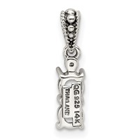 Sterling Silver Antiqued Pendant with 14K 2-stone with Diamond Mother's view 4