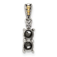 Sterling Silver Antiqued Pendant with 14K 2-stone with Diamond Mother's view 5
