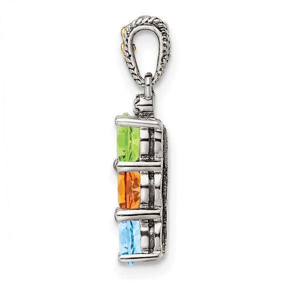 Sterling Silver & 14k Birthstone and Diamond Mother's Pendant Semi-Mount  