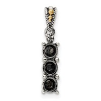 Sterling Silver Antiqued Pendant with 14K 3-stone with Diamond Mother's view 5