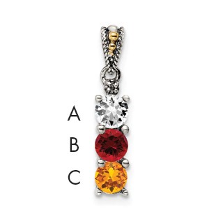 Sterling Silver & 14k Birthstone and Diamond Mother's Pendant Semi-Mount  