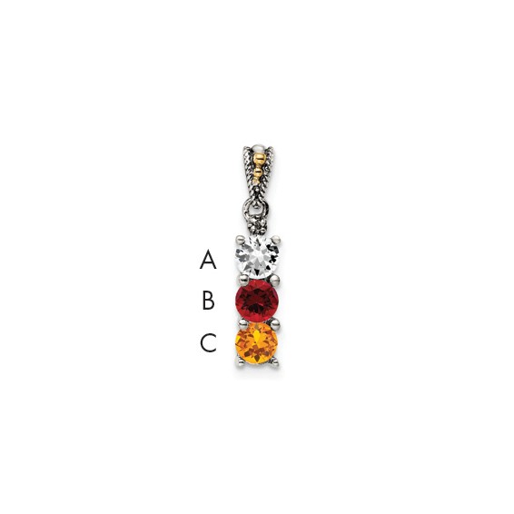 Sterling Silver & 14k Birthstone and Diamond Mother's Pendant Semi-Mount  