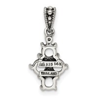Sterling Silver Antiqued Pendant with 14K 4-stone with Diamond Mother's view 4