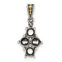 Sterling Silver Antiqued Pendant with 14K 4-stone with Diamond Mother's view 5