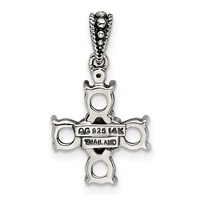 Sterling Silver Antiqued Pendant with 14K 5-stone with Diamond Mother's view 4