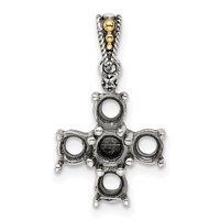 Sterling Silver Antiqued Pendant with 14K 5-stone with Diamond Mother's view 5