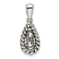 Sterling Silver Antiqued Pendant with 14K 2-stone with Diamond Mother's view 4