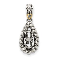 Sterling Silver Antiqued Pendant with 14K 2-stone with Diamond Mother's view 5