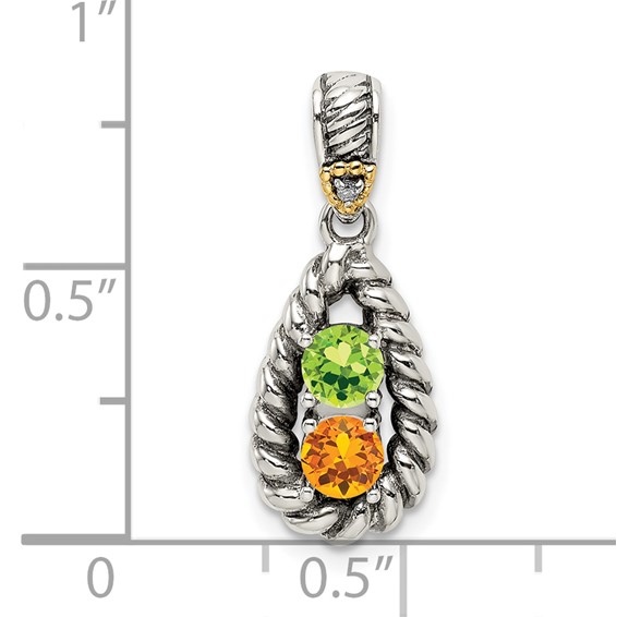 Sterling Silver & 14k Birthstone and Diamond Mother's Pendant Semi-Mount