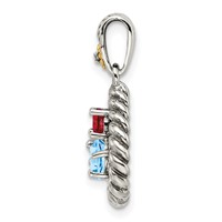 Sterling Silver Antiqued Pendant with 14K 3-stone with Diamond Mother's view 3