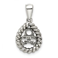 Sterling Silver Antiqued Pendant with 14K 3-stone with Diamond Mother's view 4