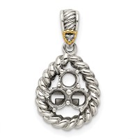 Sterling Silver Antiqued Pendant with 14K 3-stone with Diamond Mother's view 5