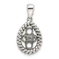 Sterling Silver Antiqued Pendant with 14K 4-stone with Diamond Mother's view 4