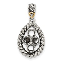 Sterling Silver Antiqued Pendant with 14K 4-stone with Diamond Mother's view 5