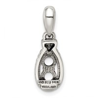 Sterling Silver Antiqued Pendant with 14K 2-stone with Diamond Mother's view 4