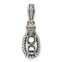 Sterling Silver Antiqued Pendant with 14K 2-stone with Diamond Mother's view 5