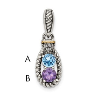 Sterling Silver & 14k Birthstone and Diamond Mother's Pendant Semi-Mount