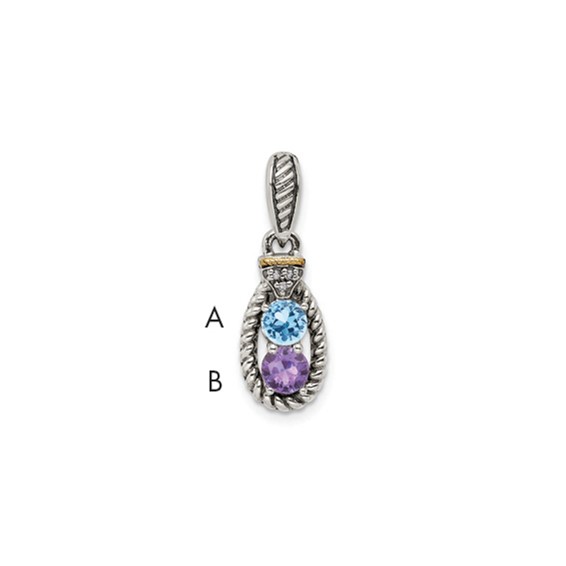 Sterling Silver & 14k Birthstone and Diamond Mother's Pendant Semi-Mount