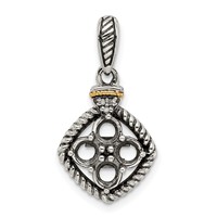 Sterling Silver Antiqued Pendant with 14K 4-stone with Diamond Mother's view 5