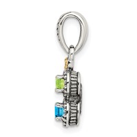 Sterling Silver Antiqued Pendant with 14K 2-stone with Diamond Mother's view 3