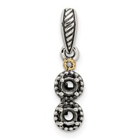 Sterling Silver Antiqued Pendant with 14K 2-stone with Diamond Mother's view 5