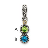 Sterling Silver Antiqued Pendant with 14K 2-stone with Diamond Mother's view 1