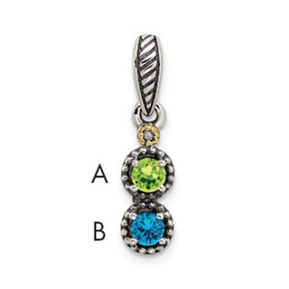 Sterling Silver & 14k Birthstone and Diamond Mother's Pendant Semi-Mount