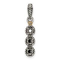 Sterling Silver Antiqued Pendant with 14K 3-stone with Diamond Mother's view 5