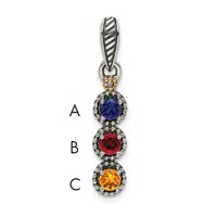 Sterling Silver Antiqued Pendant with 14K 3-stone with Diamond Mother's view 1