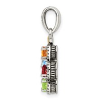 Sterling Silver Antiqued Pendant with 14K 4-stone with Diamond Mother's view 3