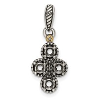Sterling Silver Antiqued Pendant with 14K 4-stone with Diamond Mother's view 5