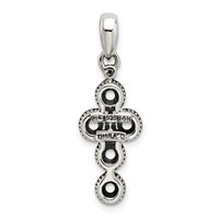 Sterling Silver Antiqued Pendant with 14K 5-stone with Diamond Mother's view 4