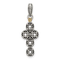 Sterling Silver Antiqued Pendant with 14K 5-stone with Diamond Mother's view 5