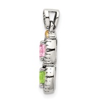 Sterling Silver Antiqued Pendant with 14K 2-stone with Diamond Mother's view 3